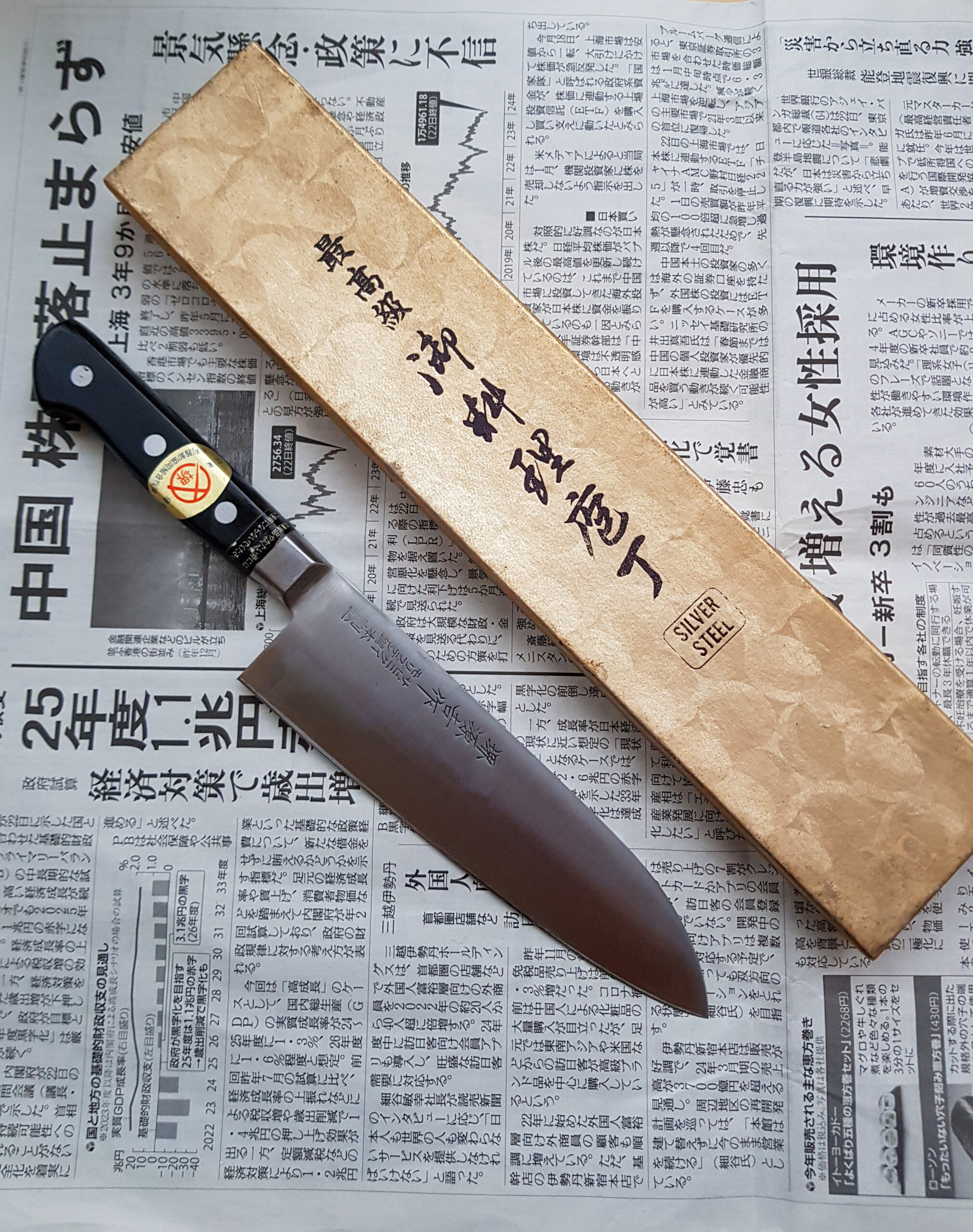 Sakai Genkichi Warikomi Ginsan #3 Santoku 180 mm